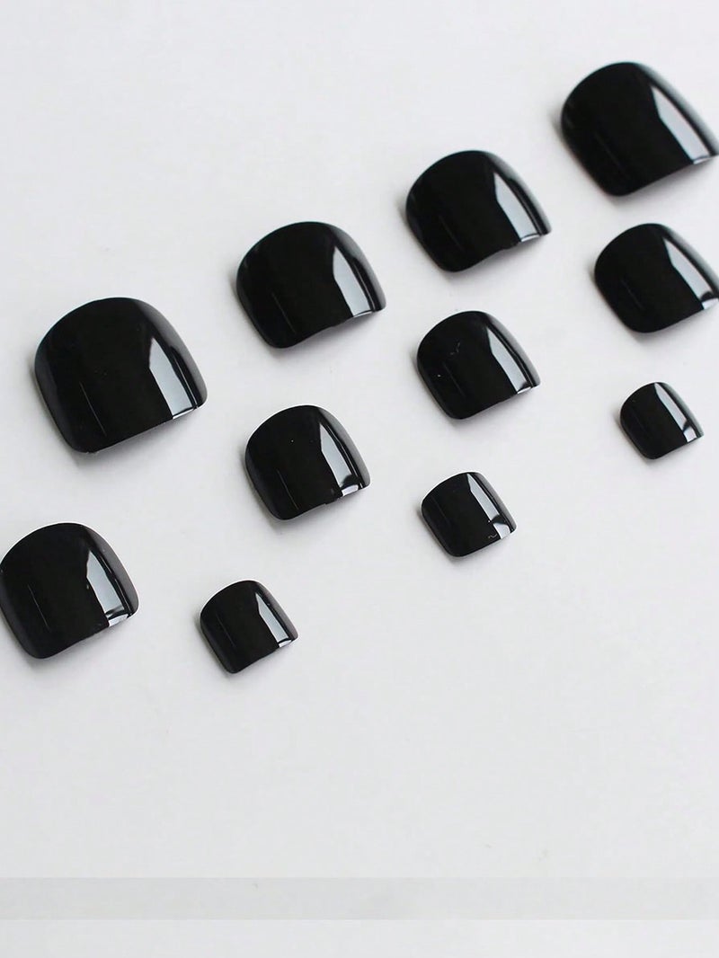 Solid Color Short Press-On Toenails with Adhesive Tabs 96 pcs 4 Colors ( 24 pcs For Each Color ) - Image 3